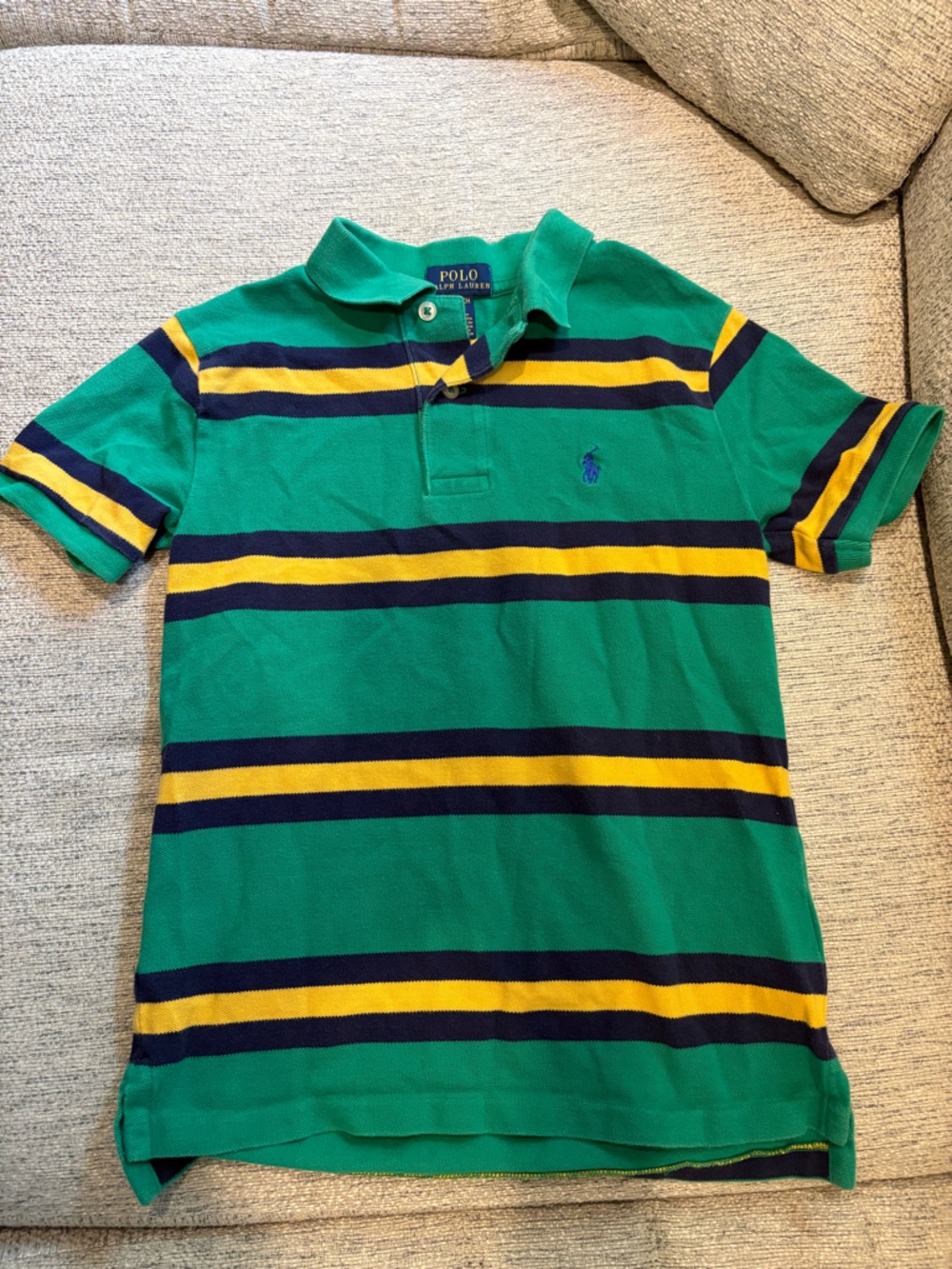 Polo by Ralph Lauren Green Navy Yellow Striped Polo Shirt